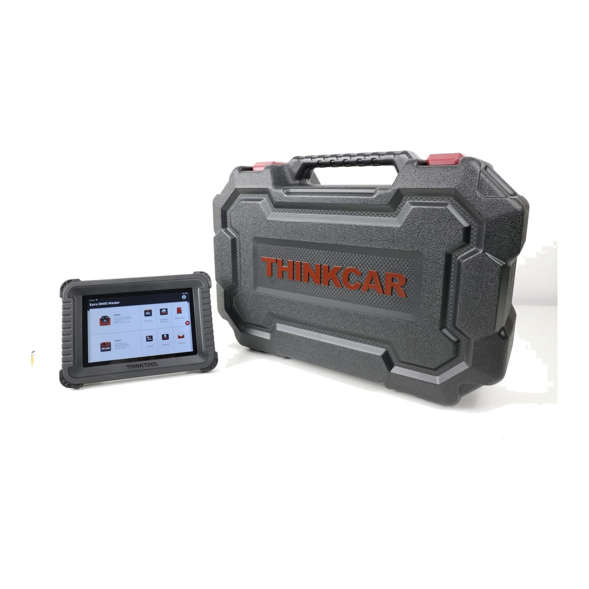 Thinkcar Euro IMMO Master Tablet neben dem Thinkcar-Aufbewahrungskoffer