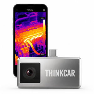 Thinkcar PTC207 Wärmebildkamera am Smartphone mit Wärmebild eines Motorraums