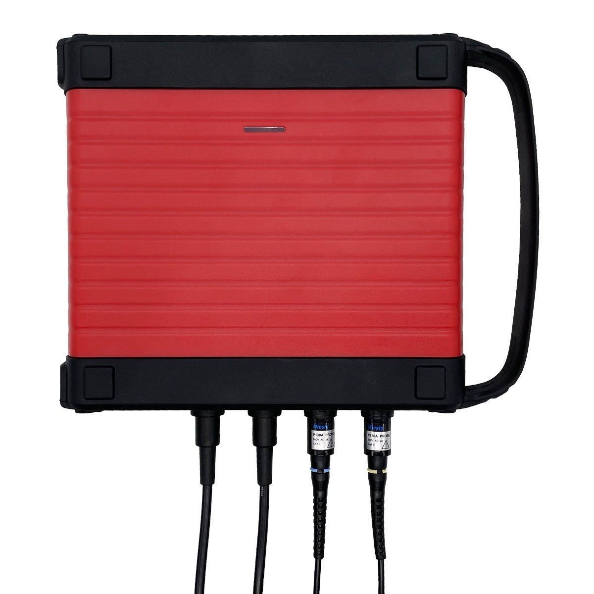 Thinkcar Scope Box Vorderseite mit vier eingesteckten Messkabeln
