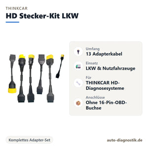 THINKCAR HD Stecker-Kit LKW mit Übersicht der wichtigsten Eigenschaften