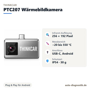 THINKCAR PTC207 Wärmebildkamera mit Übersicht der wichtigsten Eigenschaften
