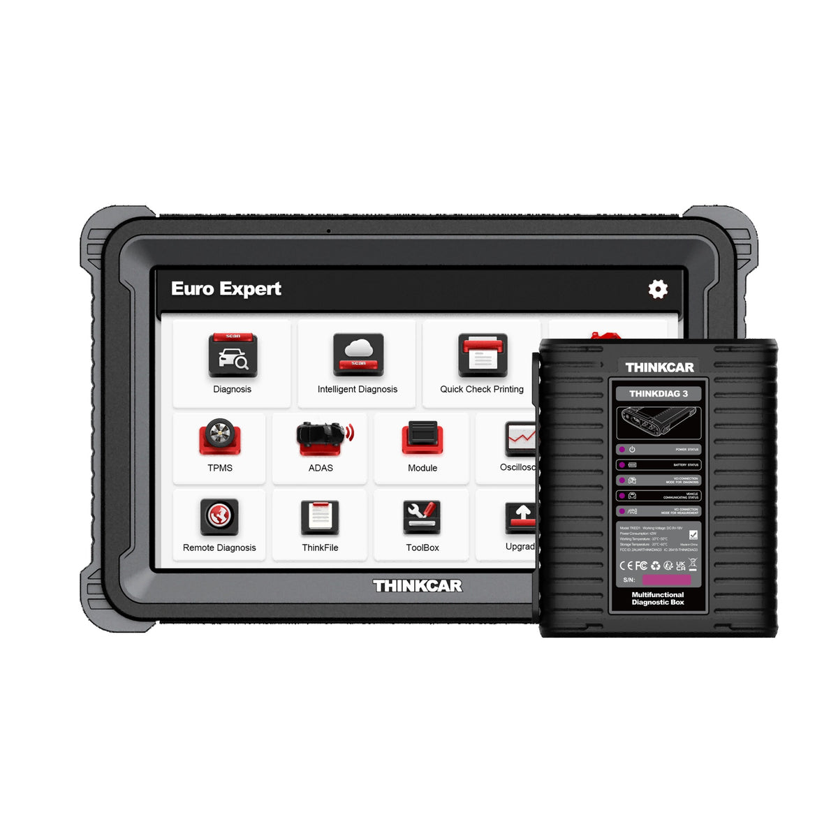 THINKCAR Thinktool Expert 3 in 1 Diagnosetablet mit THINKDIAG-Diagnosebox von vorne