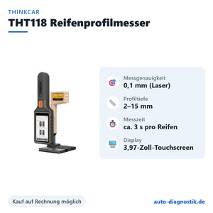 THINKCAR THT118 Reifenprofilmesser mit Übersicht der wichtigsten technischen Daten