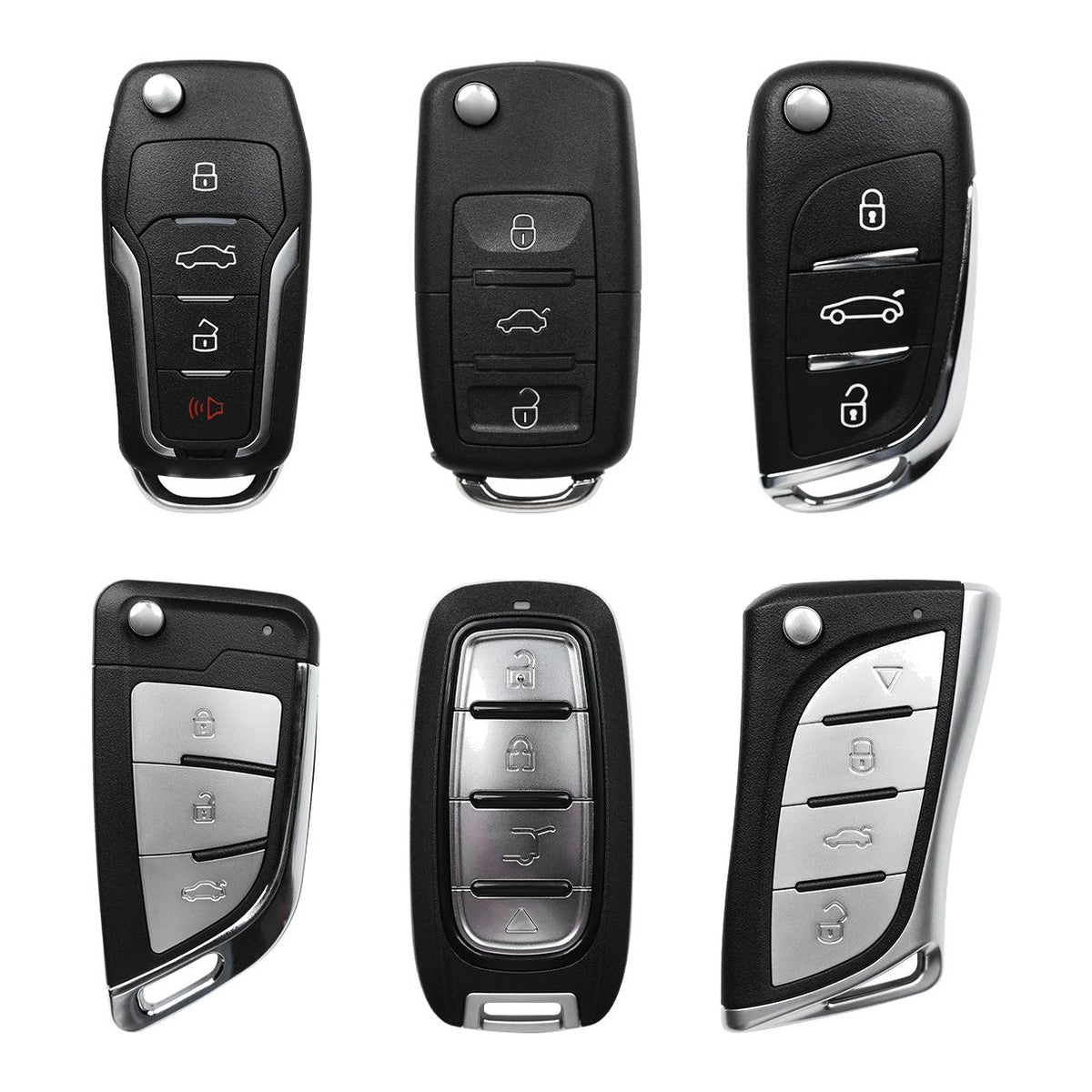 Sechs programmierbare Funkschlüssel aus dem Lieferumfang des Thinkcar TKEY101