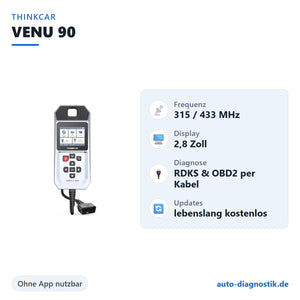 THINKCAR VENU 90 mit Übersicht der wichtigsten Funktionen