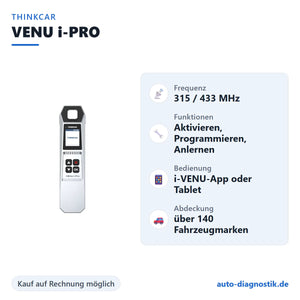 THINKCAR VENU i-PRO mit Übersicht der wichtigsten Funktionen