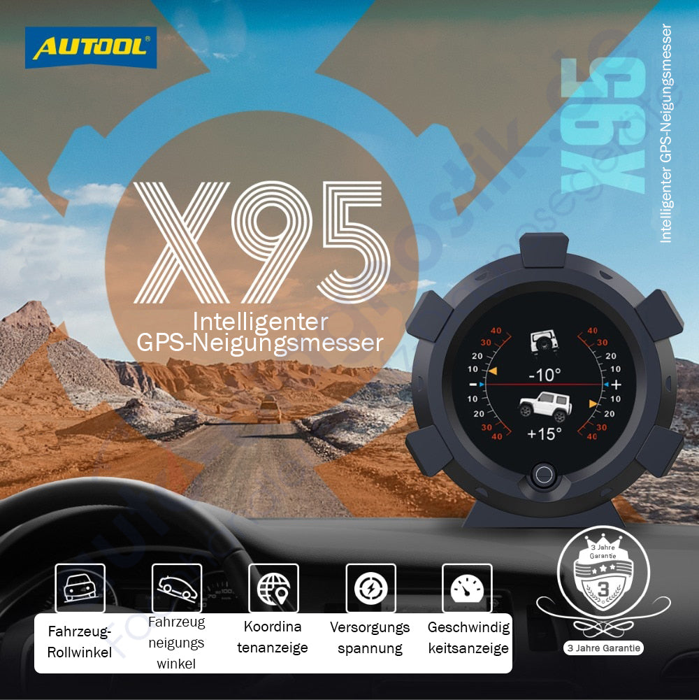 AUTOOL X95 GPS tracking device coordinates, inclination and slope indicators
