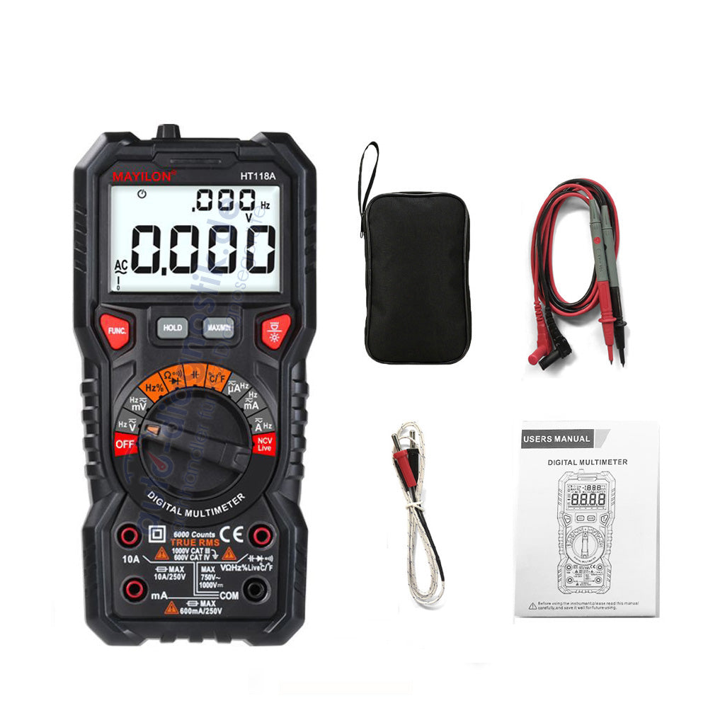 HT118A LCD-Multimeter Digital DC/AC Messgerät Strommessung Voltmessung Amperemes.