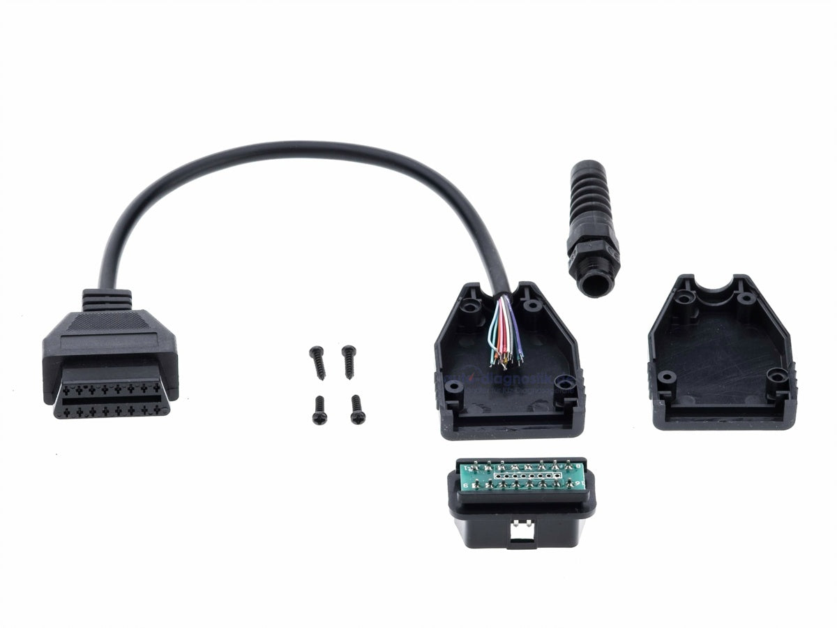 OBD2 adapter cable with all wires exposed with OBD2 16pin housing