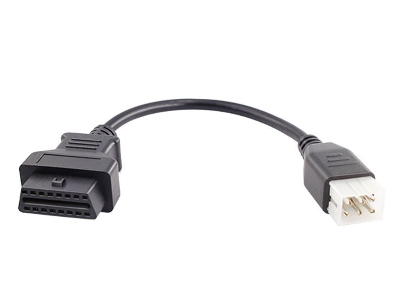 Benelli 6 Pin OBD1 auf OBD2 Adapterkabel mit weißem 6-poligem Diagnosestecker und 16-Pin OBD2 Buchse