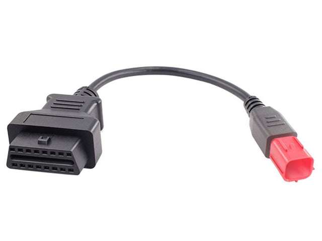 Euro5 6 Pin OBD1 auf OBD2 Adapterkabel mit rotem 6-poligem Euro5-Diagnosestecker und 16-Pin OBD2 Buchse