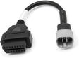 Husqvarna 6 Pin OBD1 auf OBD2 Adapterkabel mit grauem 6-poligem Motorradstecker und 16-Pin OBD2 Buchse