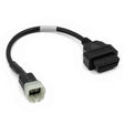 Kawasaki 6 Pin OBD1 auf OBD2 Adapterkabel mit weißem 6-poligem Motorradstecker und 16-Pin OBD2 Buchse