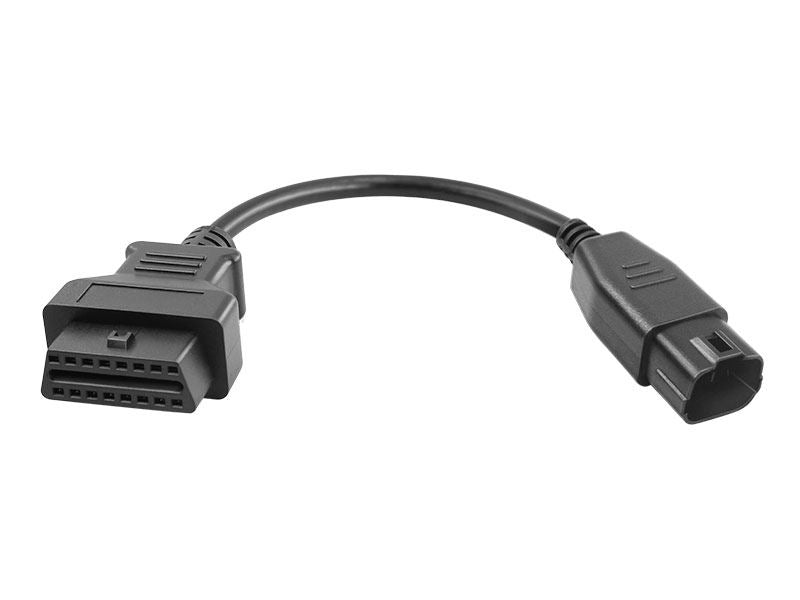 Suzuki 6 Pin OBD1 auf OBD2 Adapterkabel mit schwarzem 6-poligem Motorradstecker und 16-Pin OBD2 Buchse