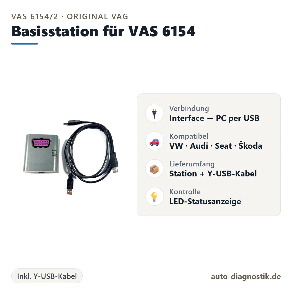 VAS 6154/2 Basisstation mit Übersicht der wichtigsten Eigenschaften
